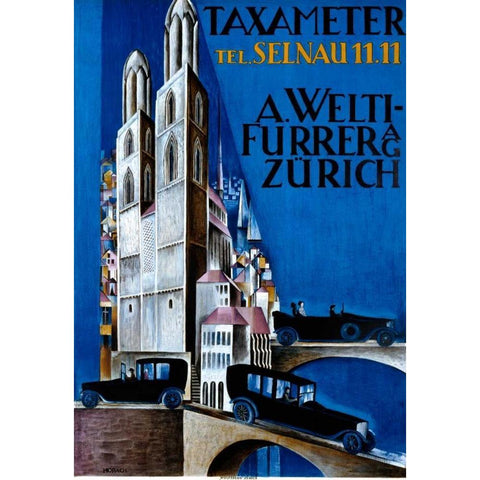 Taxameter A Welti-Furrer AG / Zurich White Modern Wood Framed Art Print by Morach, Otto