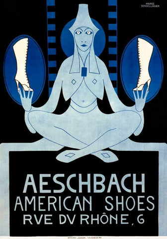 Aeschbach American Shoes Black Ornate Wood Framed Art Print with Double Matting by Schoellhorn, Hans