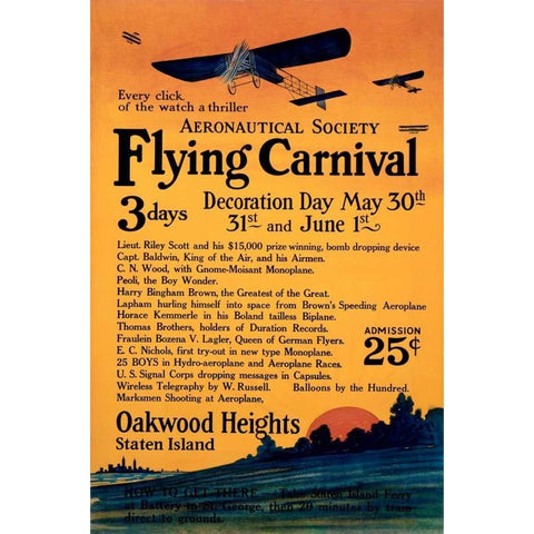 Aeronautical Society Flying Carnival Gold Ornate Wood Framed Art Print with Double Matting by Unknown