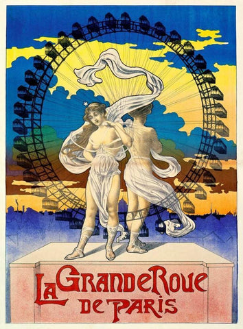 La Grande Roue de Paris Black Ornate Wood Framed Art Print with Double Matting by Unknown