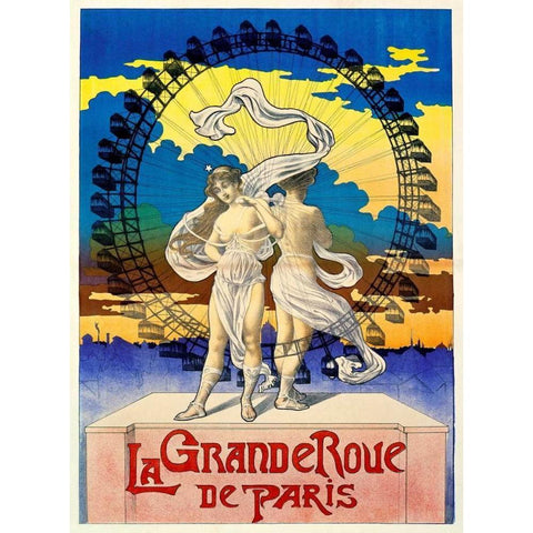 La Grande Roue de Paris Black Modern Wood Framed Art Print by Unknown