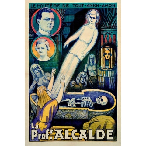 Le Profr Alcalde / Le Mystere de Tout-Ankh-Amon White Modern Wood Framed Art Print by Unknown