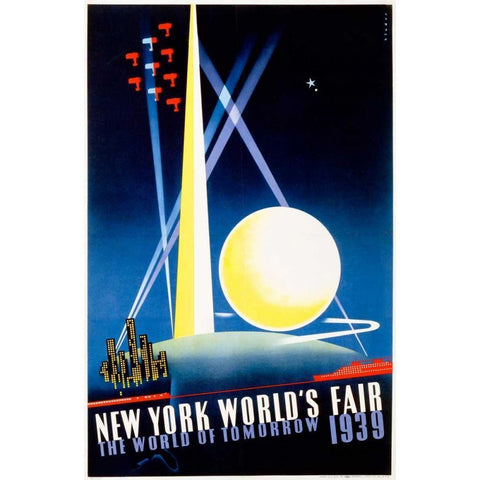 New York Worldâ€™s Fair / World of Tomorrow White Modern Wood Framed Art Print by Binder, Joseph