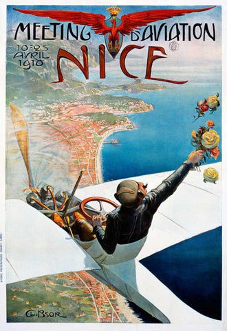 Meeting dâ€™Aviation / Nice White Modern Wood Framed Art Print with Double Matting by Brosse, Charles Leonce