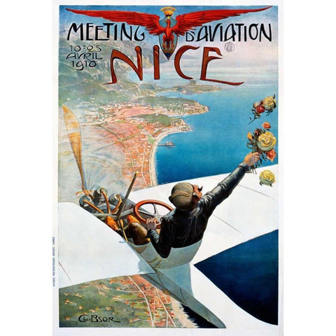 Meeting dâ€™Aviation / Nice Black Modern Wood Framed Art Print by Brosse, Charles Leonce