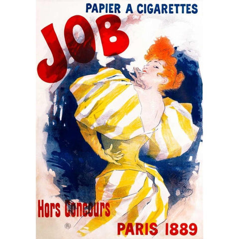Job / Papier a Cigarettes Black Modern Wood Framed Art Print by Cheret, Jules