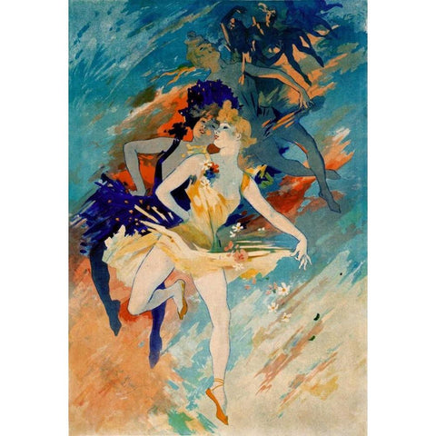 Les Arts / La Danse Black Modern Wood Framed Art Print with Double Matting by Cheret, Jules