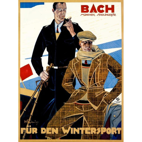 Bach / Fur den Wintersport Black Modern Wood Framed Art Print with Double Matting by Engelhard, Julius Ussy