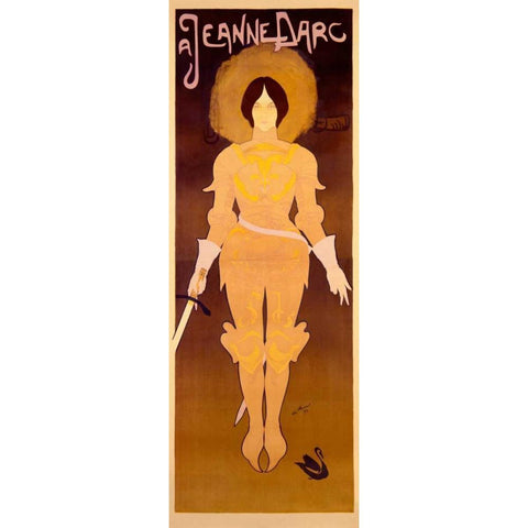 Joan dArc White Modern Wood Framed Art Print by De Feure, Georges