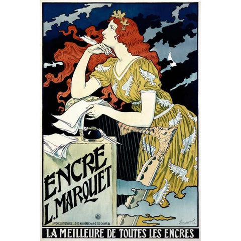 Encre L Marquet White Modern Wood Framed Art Print by Grasset, Eugene