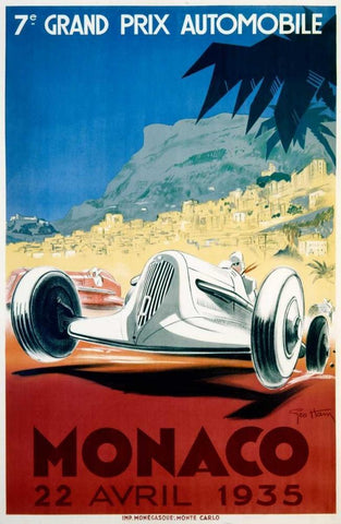 Monaco / 22 Avril 1935 White Modern Wood Framed Art Print with Double Matting by Ham, Geo