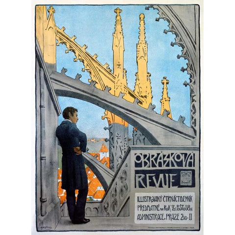 Obrazkova Revue Gold Ornate Wood Framed Art Print with Double Matting by Hofbauer, Arnost