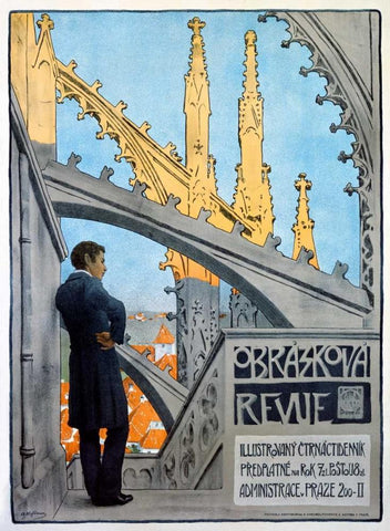 Obrazkova Revue Black Ornate Wood Framed Art Print with Double Matting by Hofbauer, Arnost