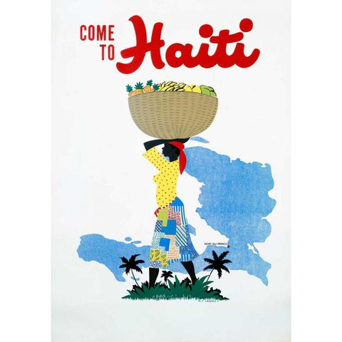 Come to Haiti White Modern Wood Framed Art Print by Lafond, E.
