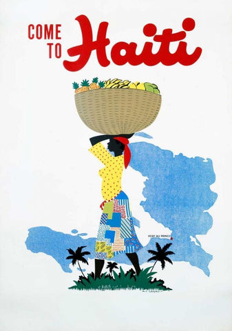 Come to Haiti White Modern Wood Framed Art Print with Double Matting by Lafond, E.