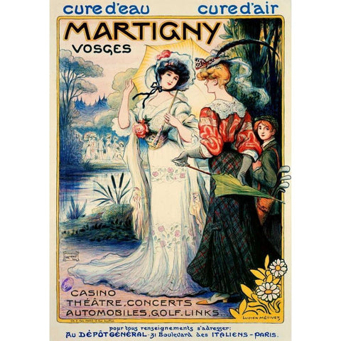 Martigny Black Modern Wood Framed Art Print with Double Matting by Metivet, Luc