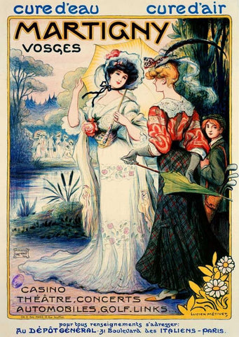 Martigny Black Ornate Wood Framed Art Print with Double Matting by Metivet, Luc