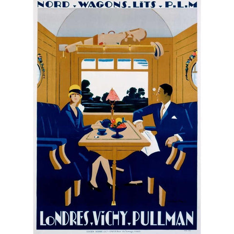 Nord-Wagons Lits-PLM White Modern Wood Framed Art Print by Naurac, Jean-Raoul