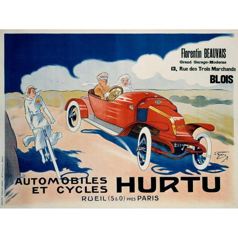 Hurtu Automobiles et Cycles White Modern Wood Framed Art Print by OGalop