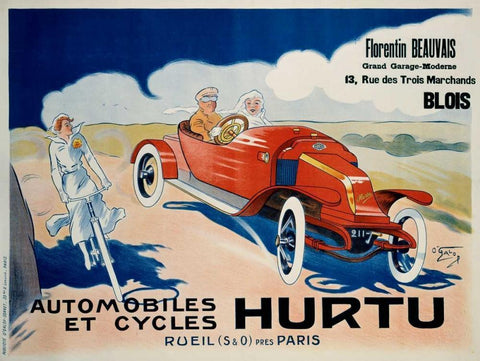 Hurtu Automobiles et Cycles White Modern Wood Framed Art Print with Double Matting by OGalop