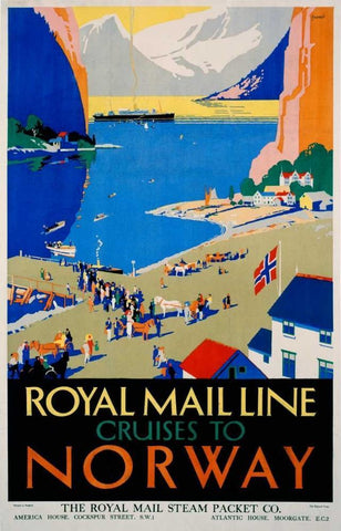 Royal Mail Cruises / Norway White Modern Wood Framed Art Print with Double Matting by Padden, Daphne
