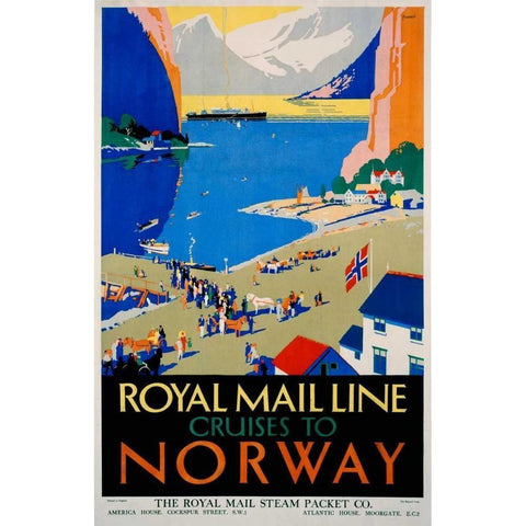 Royal Mail Cruises / Norway Black Modern Wood Framed Art Print by Padden, Daphne