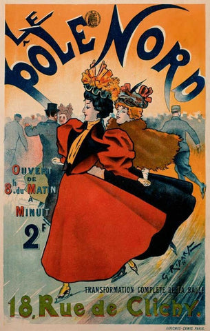 Le Pole Nord Black Ornate Wood Framed Art Print with Double Matting by Ripart, Georges