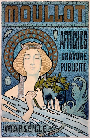Moullot White Modern Wood Framed Art Print with Double Matting by Roux, E.