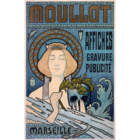 Moullot Black Modern Wood Framed Art Print with Double Matting by Roux, E.