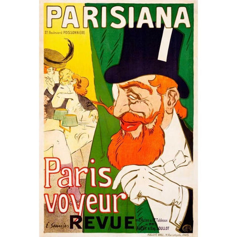 Parisiana / Paris voyeur White Modern Wood Framed Art Print by Saunier, J.