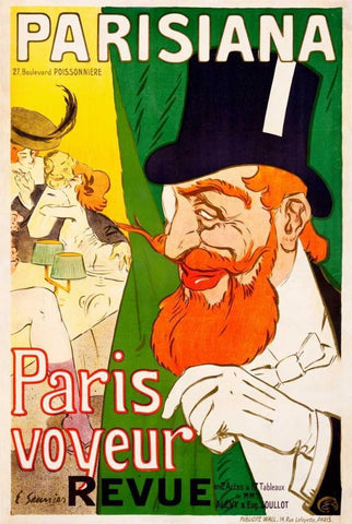 Parisiana / Paris voyeur Black Ornate Wood Framed Art Print with Double Matting by Saunier, J.