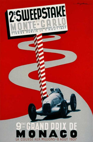2e Sweepstake de Monte-Carlo / 9eme Grand Prix de Monaco Black Ornate Wood Framed Art Print with Double Matting by Serre, Guy