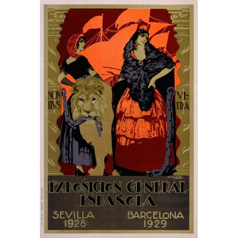 Exposicion General Epanola Gold Ornate Wood Framed Art Print with Double Matting by De Castro, Francisco Hohenleiter