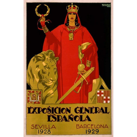 Exposicion General Epanola Black Modern Wood Framed Art Print by De Castro, Francisco Hohenleiter