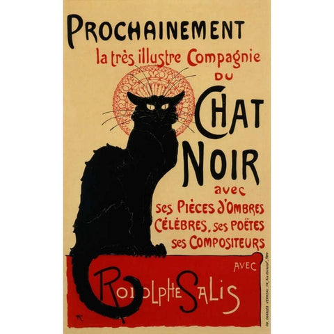 Chat Noir / Prochainement White Modern Wood Framed Art Print by Steinlen, Theophile