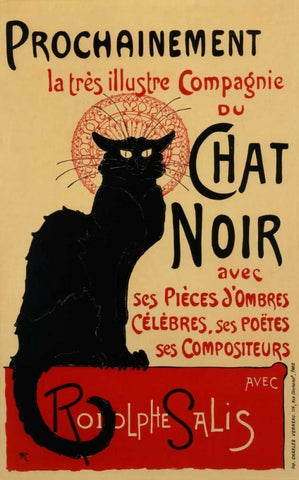 Chat Noir / Prochainement White Modern Wood Framed Art Print with Double Matting by Steinlen, Theophile