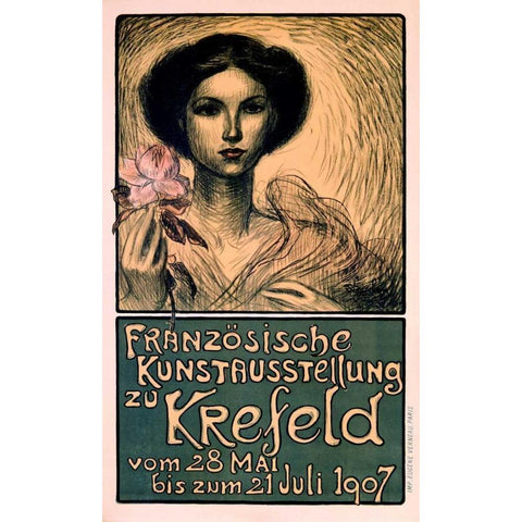 Franzosische Kunstausstellung zu Krefeld White Modern Wood Framed Art Print by Steinlen, Theophile