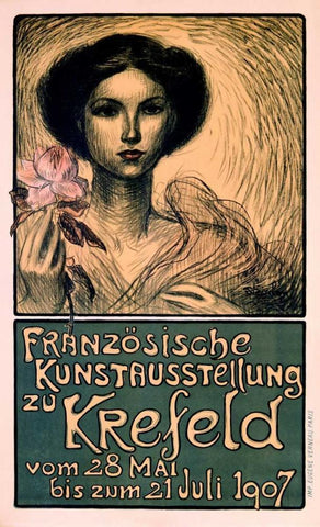 Franzosische Kunstausstellung zu Krefeld White Modern Wood Framed Art Print with Double Matting by Steinlen, Theophile