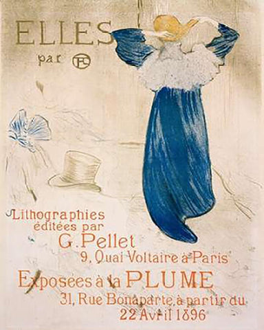 Elles White Modern Wood Framed Art Print with Double Matting by Toulouse-Lautrec, Henri