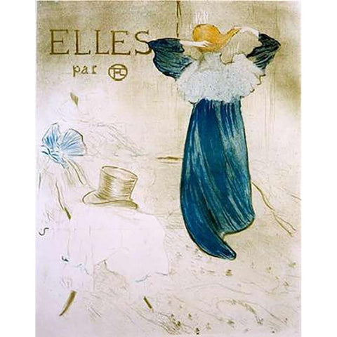 Elles Black Modern Wood Framed Art Print with Double Matting by Toulouse-Lautrec, Henri