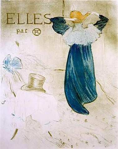 Elles White Modern Wood Framed Art Print with Double Matting by Toulouse-Lautrec, Henri