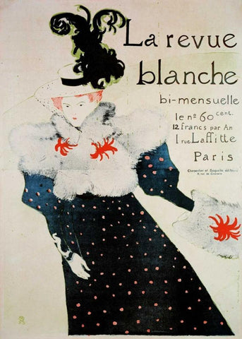 La Revue Blanche White Modern Wood Framed Art Print with Double Matting by Toulouse-Lautrec, Henri