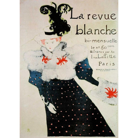 La Revue Blanche Black Modern Wood Framed Art Print by Toulouse-Lautrec, Henri