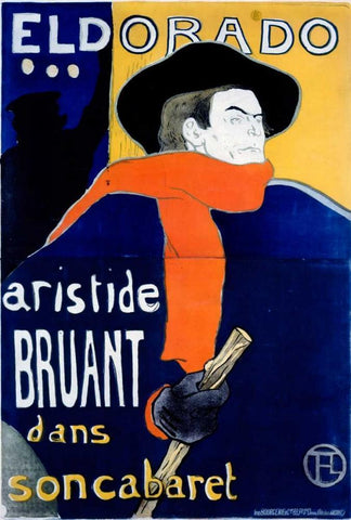 Eldorado / Aristide Bruant Black Ornate Wood Framed Art Print with Double Matting by Toulouse-Lautrec, Henri