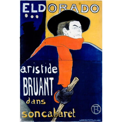 Eldorado / Aristide Bruant Gold Ornate Wood Framed Art Print with Double Matting by Toulouse-Lautrec, Henri