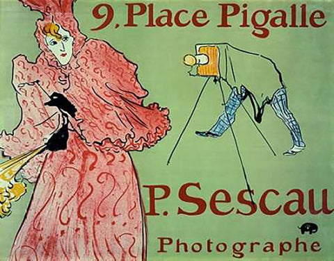 Caudieux Black Ornate Wood Framed Art Print with Double Matting by Toulouse-Lautrec, Henri