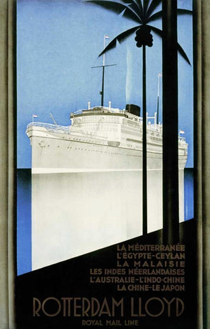 Rotterdam Lloyd White Modern Wood Framed Art Print with Double Matting by Von Stein, Johann