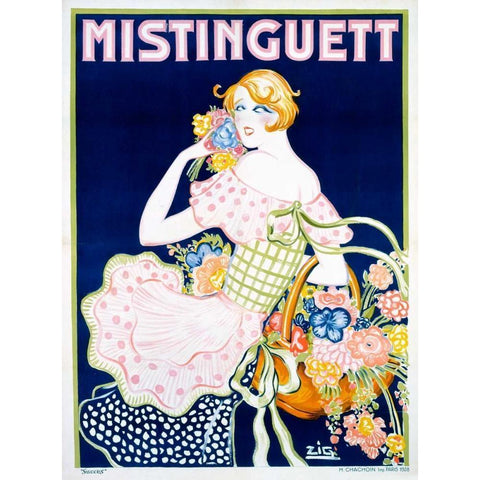 Mistinguett White Modern Wood Framed Art Print by Zig