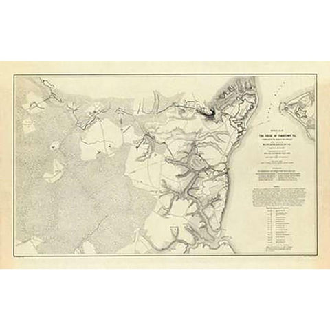 Civil War - Official Plan of The Siege of Yorktown Virginia, 1862 Black Modern Wood Framed Art Print with Double Matting by Abbot, Henry L.