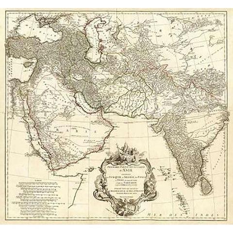 Asia I, 1751 Black Modern Wood Framed Art Print with Double Matting by Anville, Jean Baptiste Bourguignon